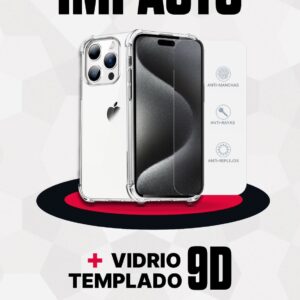 FUNDA ALTO IMPACTO + VIDRIO TEMPLADO 9D